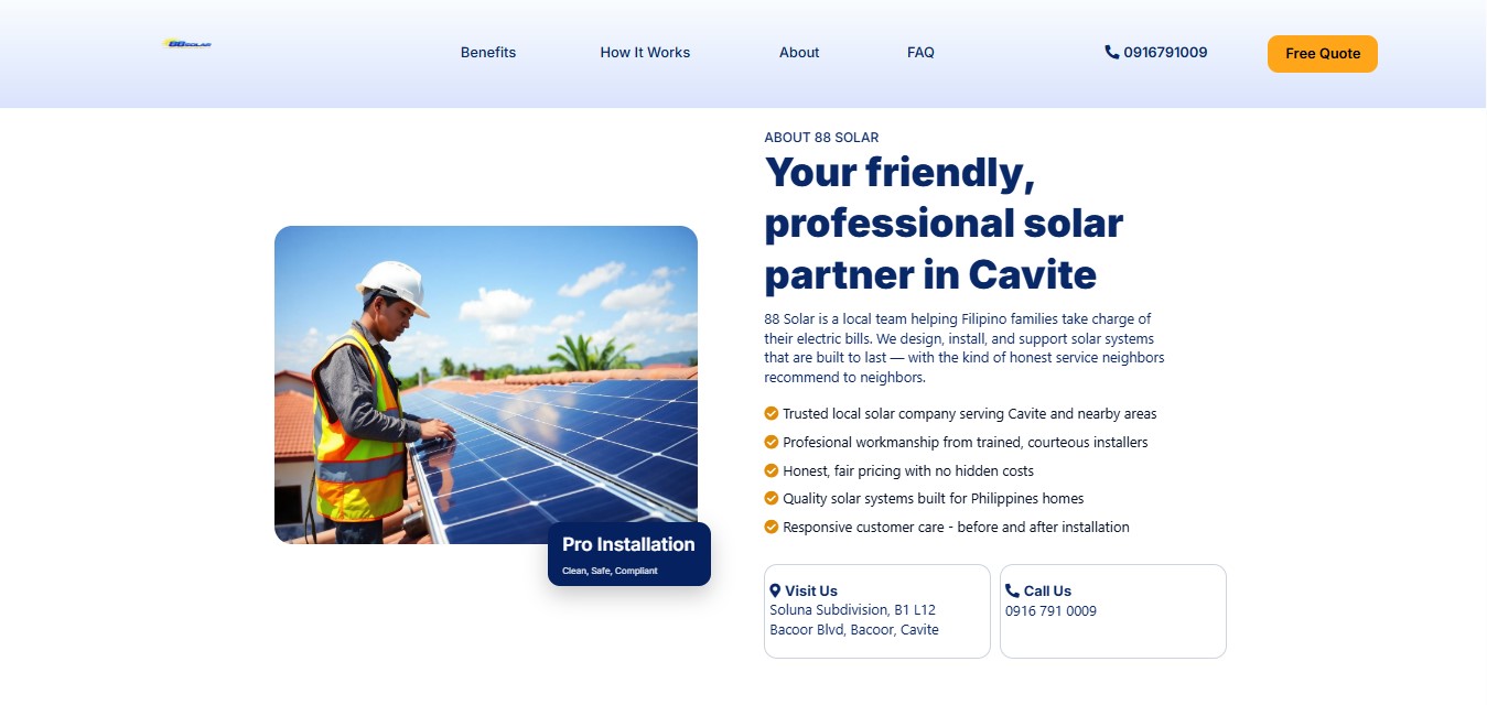 Landing Page - About 88 Solar